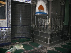 Part of the Tuba mosque after the arson attack.